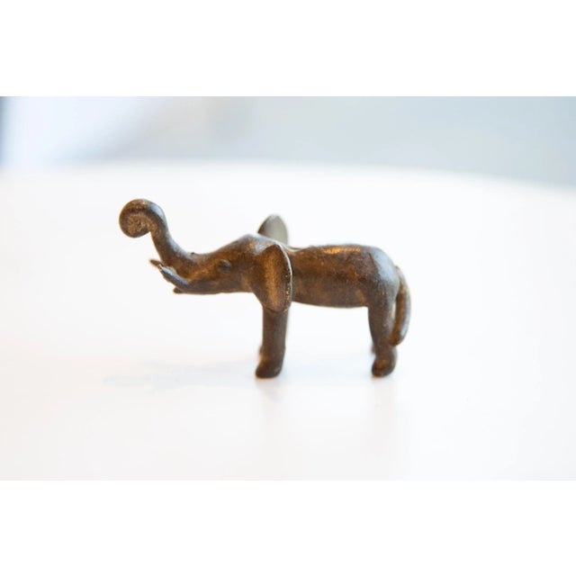 Vintage African Bronze Elephant With Curled Trunk For Sale In New York - Image 6 of 7