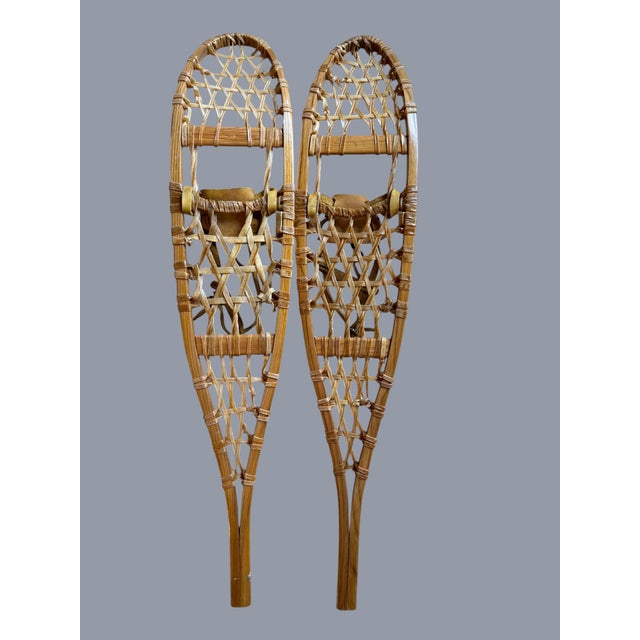Mid 20th Century Vermont Tubbs Rawhide Leather Snowshoes Wall Decor For Sale - Image 9 of 10