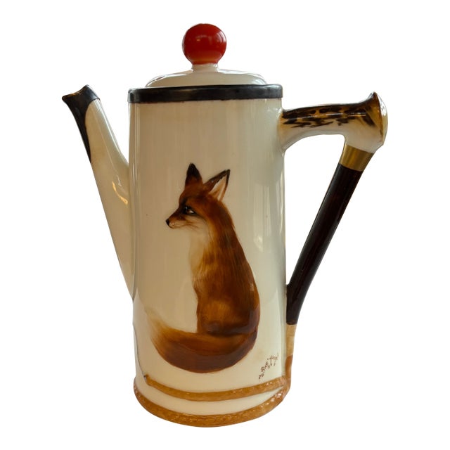 1920s Royal Doulton “Reynard the Fox’ Coffee Pot, English Sporting Ware For Sale