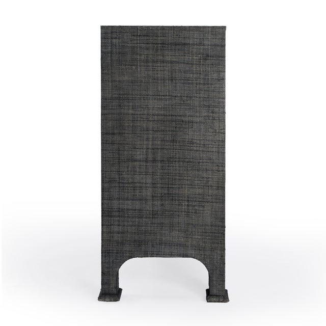 Chatham 60 in. W Rectangular Raffia 3 Door Sideboard, Charcoal Raffia For Sale In Chicago - Image 6 of 9