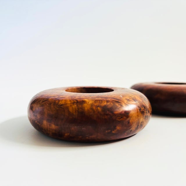 Burlwood Tealight Candle Holders - Set of 2 For Sale - Image 4 of 8