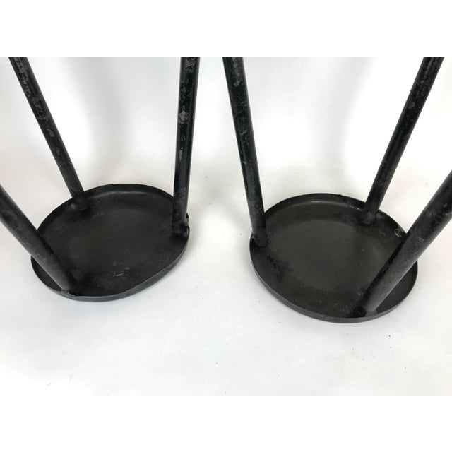 Set of Black Metal Three-Legged Bar Stools, 1960s, Italy For Sale - Image 4 of 9