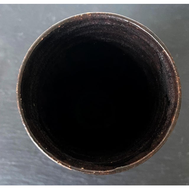 Ceramic Ceramic Geometrical Vase with Black Metallic Glaze Beatrice Wood For Sale - Image 7 of 13