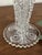 Transparent Pair of Vintage Clear Glass Trumpet Vases, Daisy & Button Pattern, Mid Century Pressed Glass Decor For Sale - Image 8 of 10