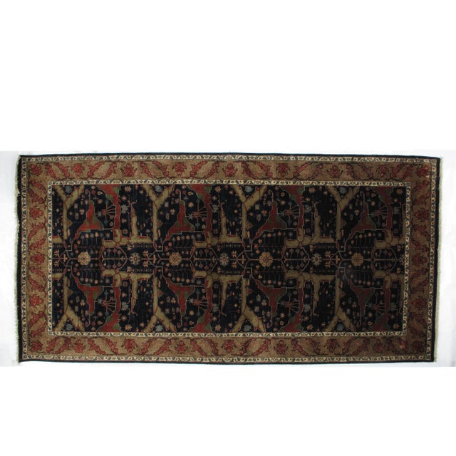 This master piece is an exceptionally fine wool pile Persian Bijar style rug hand woven in India by master weaver.