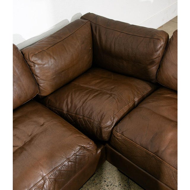 Brown 1960s Mid Century Danish Modern Sofa Sectional Attributed to Georg Brown Thams Brown Leather Couch L For Sale - Image 8 of 10