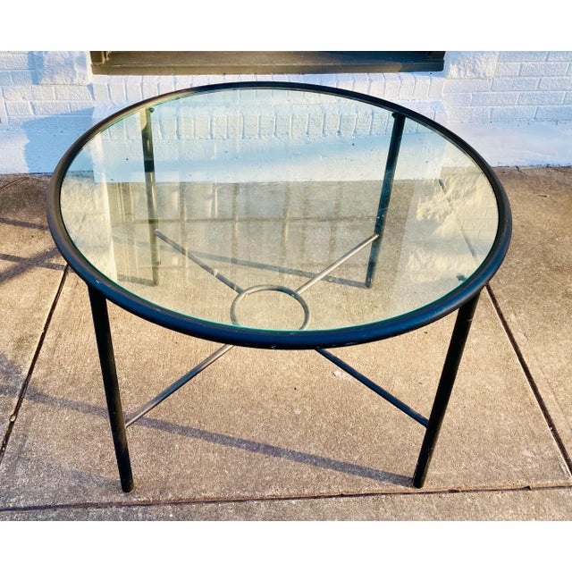 1990s Postmodern, Minimalist Black Metal Tubular Frame Dining Table and Chairs by Cali-Style in the Style of Mario Botta - Set of 5 For Sale - Image 9 of 12