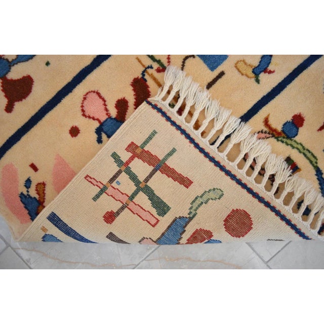 1990s Vintage Hand Knotted Rug Abstract Pattern Area Rug - 2′7″ × 4′1″ For Sale - Image 10 of 10