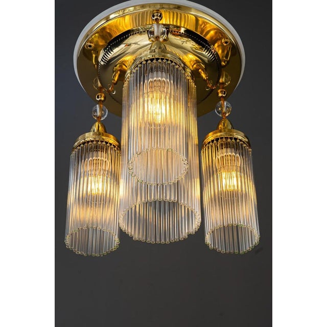 Art Deco Ceiling Lamp with Glass Sticks, 1920s For Sale - Image 4 of 17