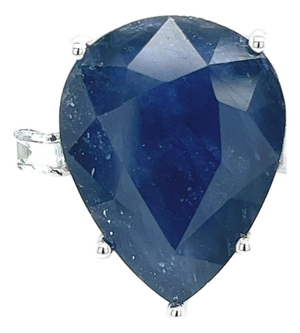 Natural Sapphire Diamond Ring Size 6.5 14k W Gold 17.73 TCW Certified