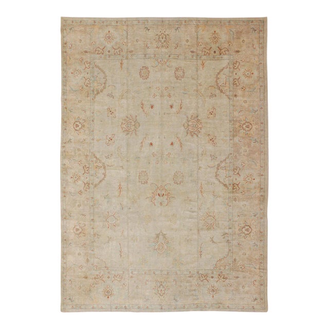 Large Turkish Oushak Rug With Pastel Colors and All-Over Floral Design For Sale