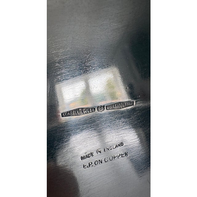 Antique Edwardian Engraved Silver-Plated Tea Serving Tray from Mappin & Webb, 1900 For Sale - Image 11 of 13