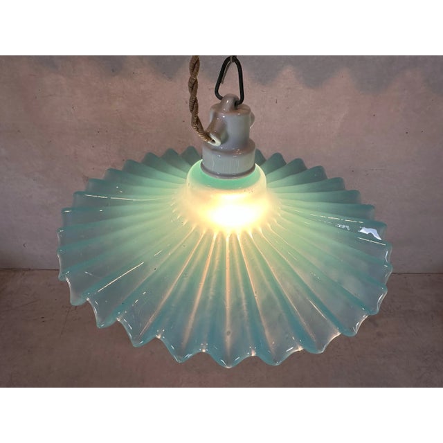Vintage Collar Pendant Lamp in Glass and Porcelain For Sale - Image 10 of 11