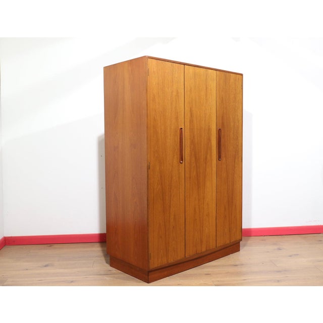 Wood Mid Century Modern Vintage Teak Triple Armoire in the Style of G Plan Danish Style For Sale - Image 7 of 12