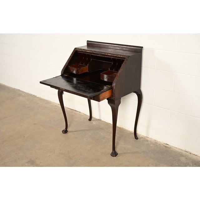 Brown Berkey & Gay Style Antique Queen Anne Mahogany Slant Front Secretary Desk, Circa 1900 For Sale - Image 8 of 14