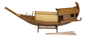 1960s Sculptural Hand Carved Wooden Boat