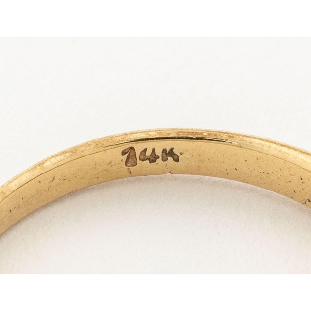 Metal Modernist Emerald and Diamond 14k Yellow Gold Band Ring For Sale - Image 7 of 8