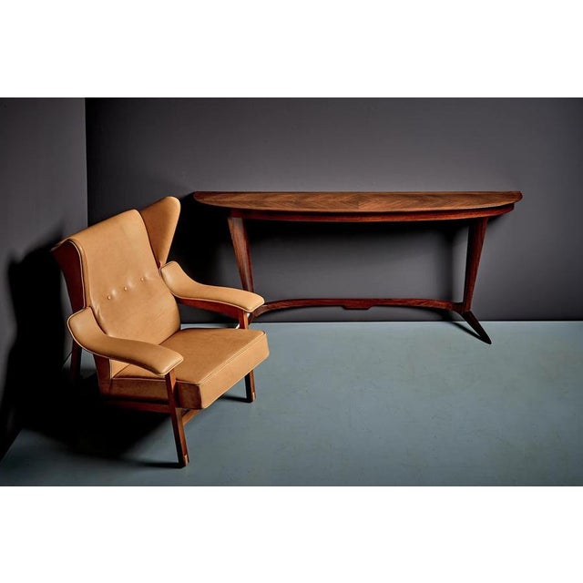 Wood Vintage Console Table in Rosweood Veneer by Guglielmo Ulrich, Italy, 1940s For Sale - Image 7 of 13