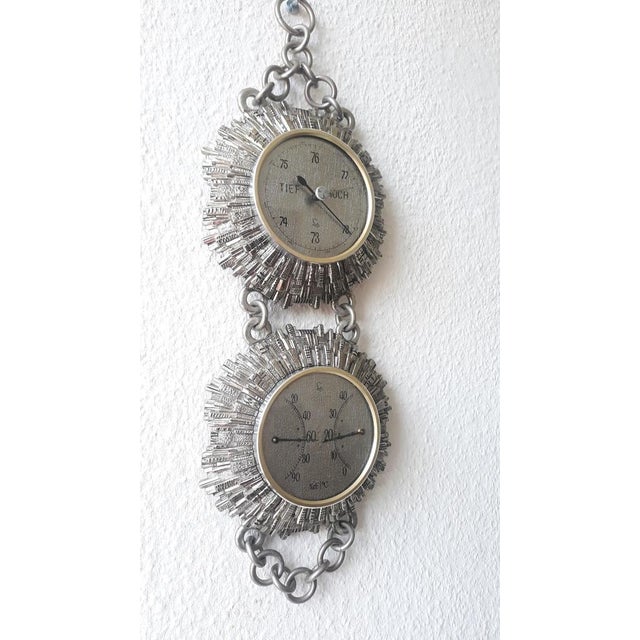 Object: "LUFF" Weather station Hygrometer, thermometer (Fahrenheit, Celsius) Age: approx. 1950/60s Mass: Height approx....