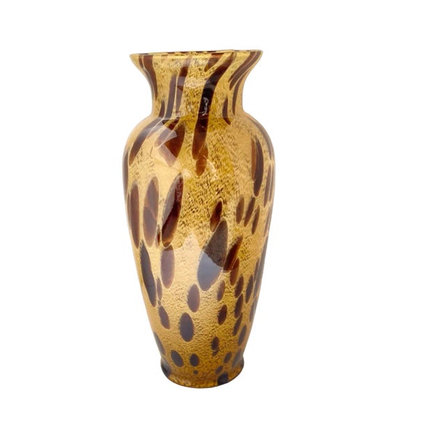 1980s Italian Art Glass Maestri Vetrai Tortoise Pattern Vase For Sale - Image 11 of 11