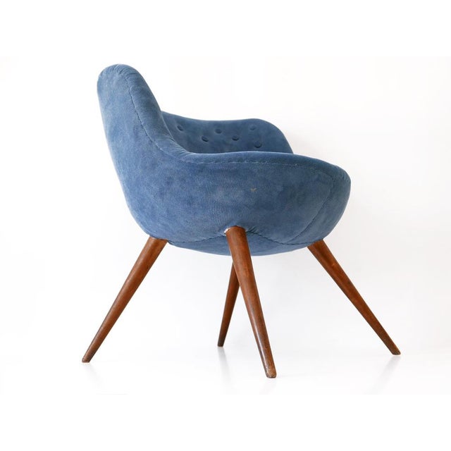 Blue Set of Mid-Century Easy Chairs attributed to Fritz Neth for Correcta, Germany, 1950s For Sale - Image 8 of 18