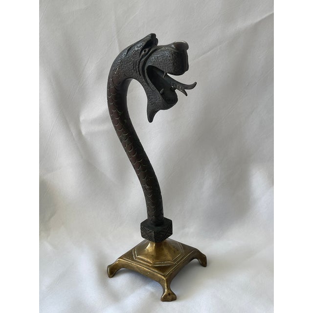 Early 20th Century Antique English Bronze & Brass Dragon Pocket Watch Holder For Sale - Image 4 of 13