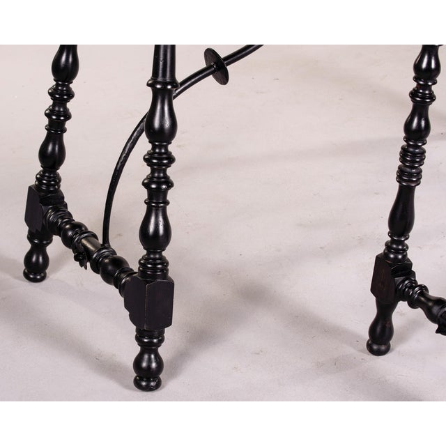 1900 - 1909 Pair Circa 1900 Mahogany Tables With Turned Legs and Iron Stretcher For Sale - Image 5 of 12