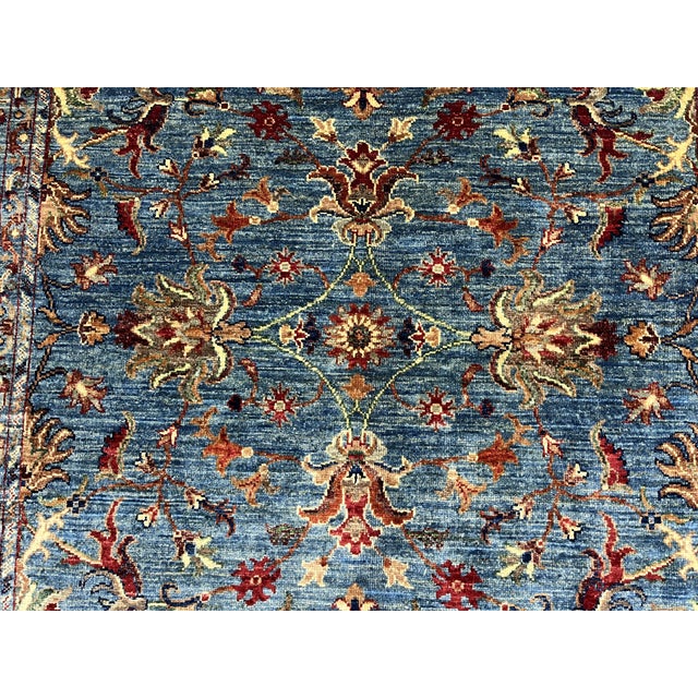 Blue Sultani Chobi Hand-Knotted Natural Dye Wool Rug - 4'11" X 6'10" For Sale - Image 9 of 11