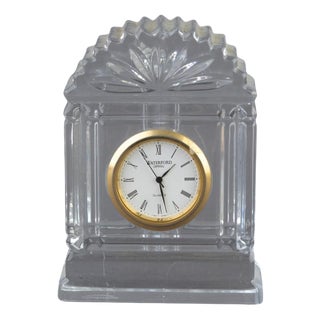 Cut Crystal Glass Quartz Desktop Clock from Waterford For Sale