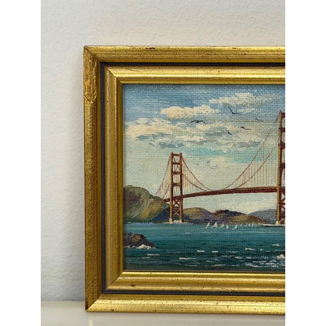 Vintage California Golden Gate Bridge Miniature Oil Painting by Jean Bowler, C. 1980 For Sale - Image 15 of 18