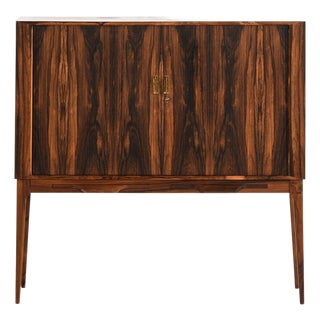 Bar Cabinet with Tambour Doors in Rosewood and Glass attributed to Kurt Østervig, 1960s For Sale