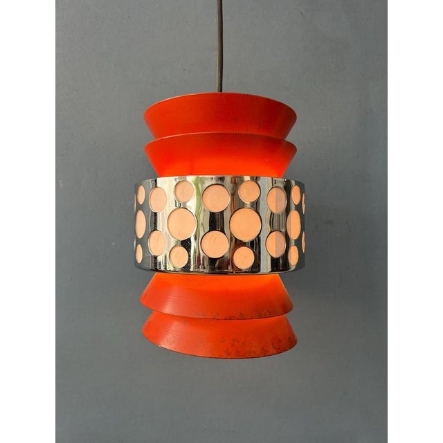 Vintage Space Age Orange Pendant Lamp from Massive Belgium For Sale - Image 11 of 11