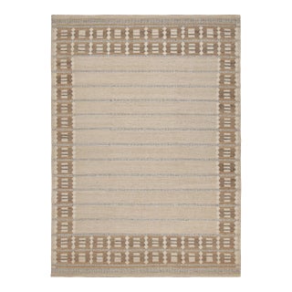 Rug & Kilim’s Scandinavian Style Rug in Beige-Brown With Geometric Patterns - 9x12 For Sale