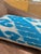 Sky Blue 1990s Wave Pattern Ikat Lumbar Pillow Cover For Sale - Image 8 of 13