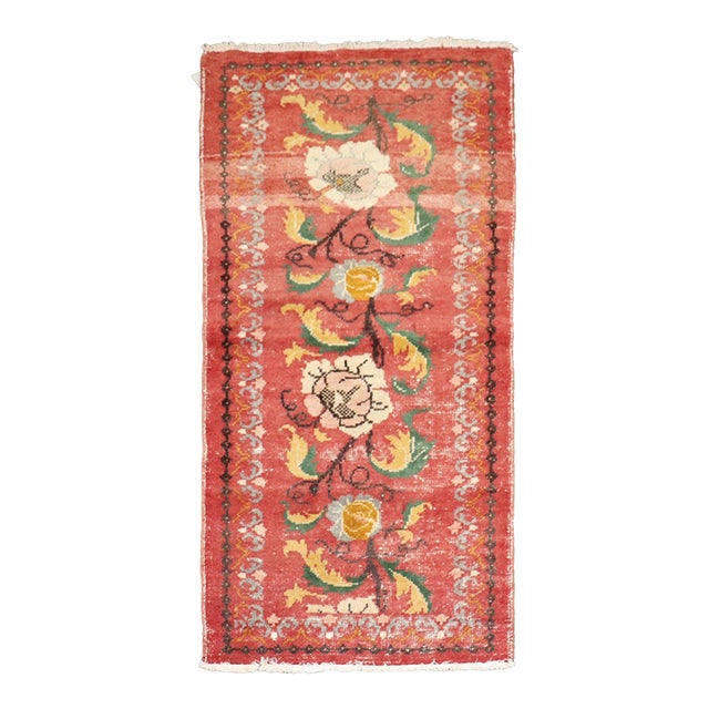 Flower Power Turkish Scatter Rug no. j5305 For Sale