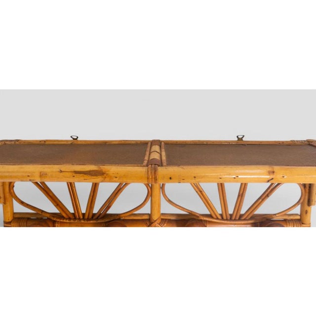 1960s Vintage Bamboo Wall-Mounted Coat Rack with Shelf, 1960s For Sale - Image 5 of 8