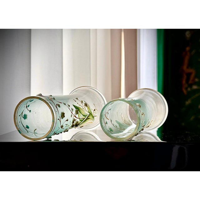 Art Nouveau Satin Glass Lily of the Valley Vases from Legras, 1890s, Set of 2 For Sale - Image 6 of 17