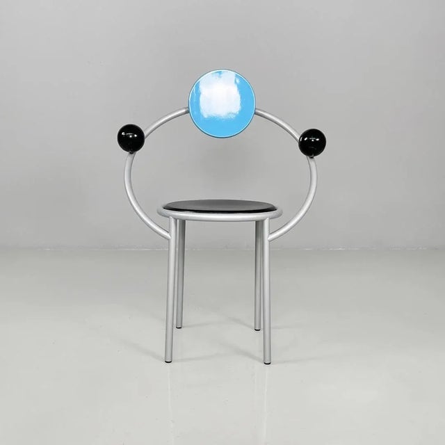 Blue Italian Modern First Chair in Metal and Wood by Michele De Lucchi, 1983 For Sale - Image 8 of 18