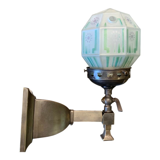 Antique Arts and Crafts Gas Sconce With Vented Shade For Sale