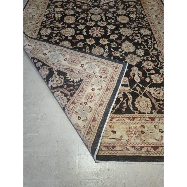 Pak Oushak 9’ X 12’5” Hand-Knotted Wool Rug in Black, Ivory & Rust For Sale - Image 4 of 8