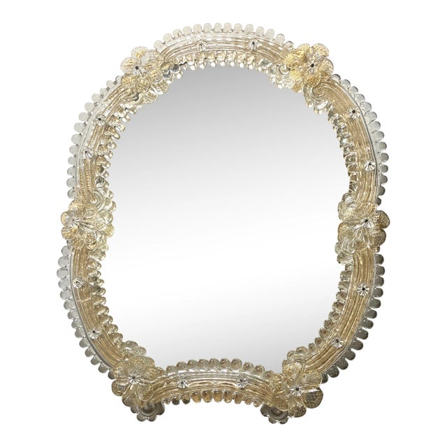Contemporary Table Mirror Frame With Trasparents and GoldLeaf Flowers Chairish
