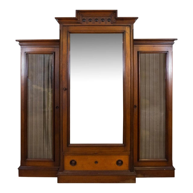Late Victorian Walnut Armoire Wardrobe For Sale