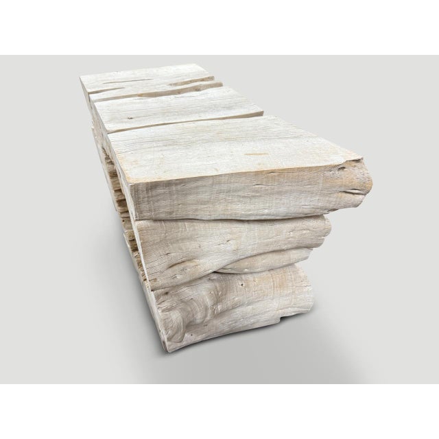 Andrianna Shamaris Bleached Organic Wood Console Table For Sale - Image 18 of 18