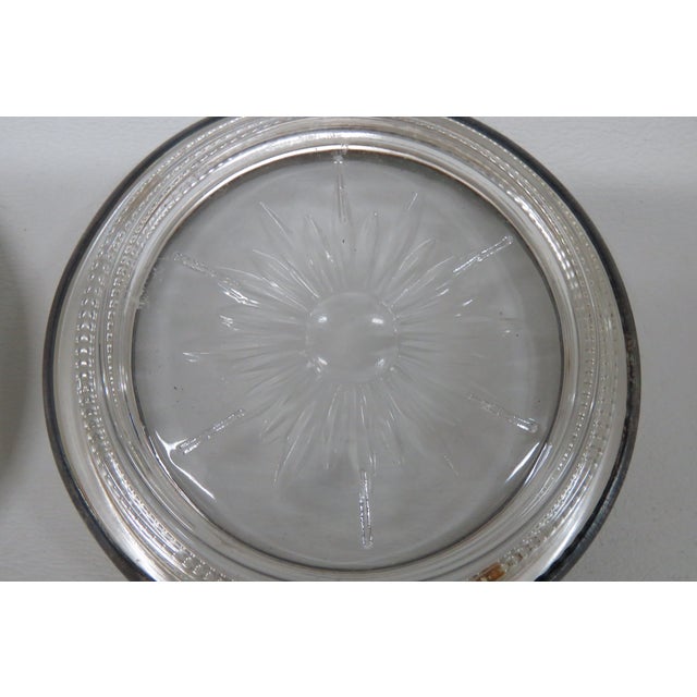 Leonard Italy Silverplated Crystal Sunburst Star Glass Coasters Set of Six 4597b For Sale - Image 10 of 12