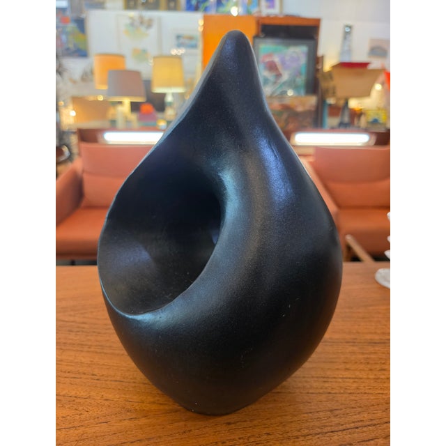 Black VTG MCM Brutalist Sculpture Handmade Terracotta Pottery Flame Minimalist Art For Sale - Image 8 of 12