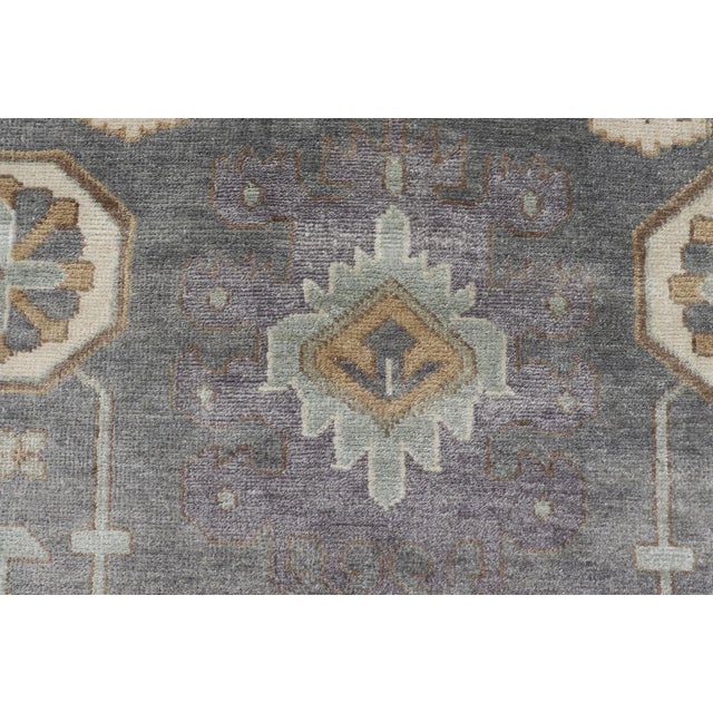 Charcoal Indian Wool Floral Oushak Area Rug Hand-Knotted in Earthy Tones For Sale - Image 8 of 13