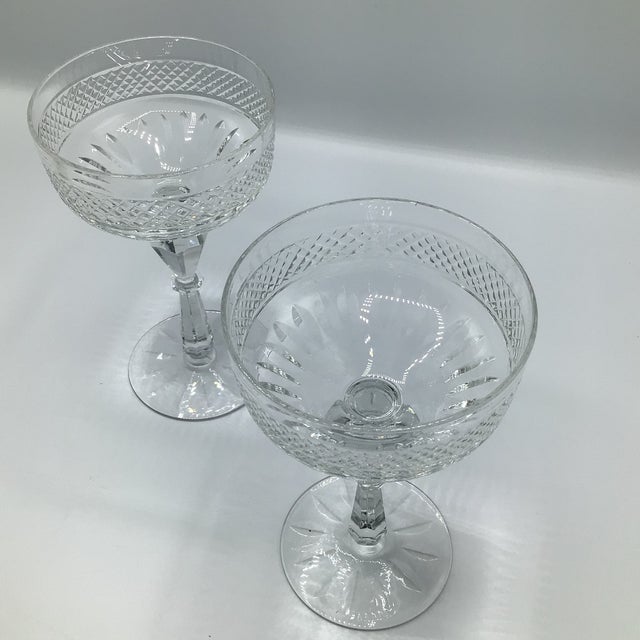 Rock Sharpe Champagne Coupes 1950s Cut Crystal - A Pair For Sale - Image 12 of 12