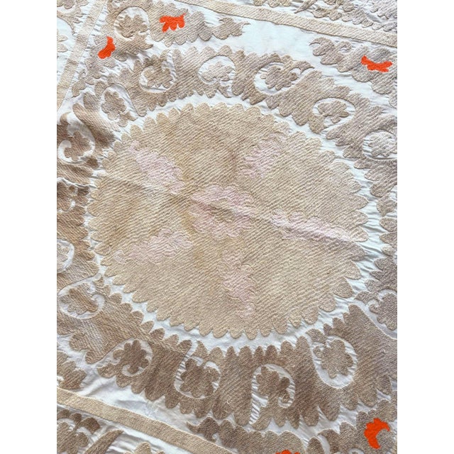 Textile Suzani Tribal Textile - Embroidered Embroidery 4'7'' X 4'9'' For Sale - Image 7 of 8