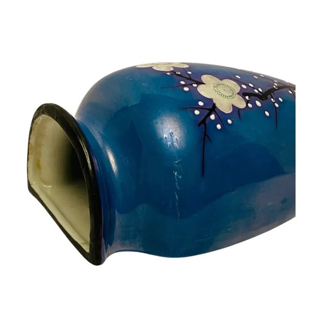 Mid 20th Century Vintage Blue Lusterware Wall Pocket Vase Made in Japan For Sale - Image 5 of 9