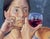 Paper Oil Painting Beautiful Girl With a Glass of Wine Victor Konotopsky For Sale - Image 7 of 9